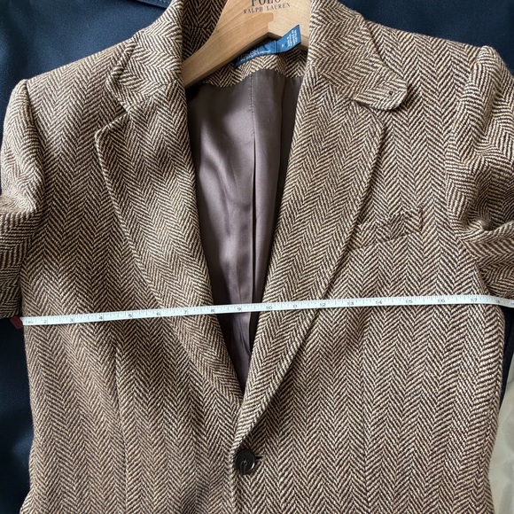 Polo Ralph Lauren Single breasted herringbone blazer 8 brown cream herringbone - Picture 2 of 5